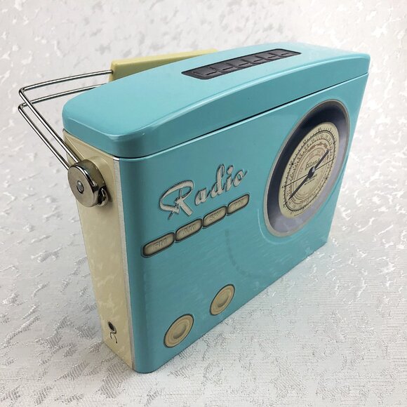 Homegoods Collectible Radio Tin / Retro Sky-Blue “Radio” Lunch Box or Décor - Picture 11 of 14